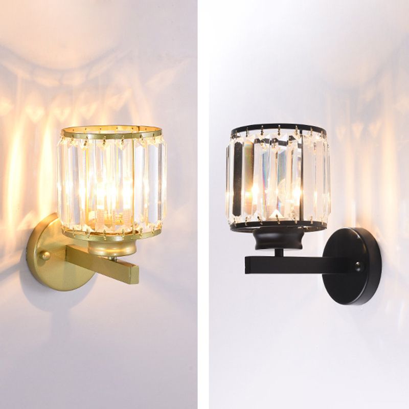Crystal Half Cylinder Shape Wall Lights Modern Style 1-Light Wall Light Sconce
