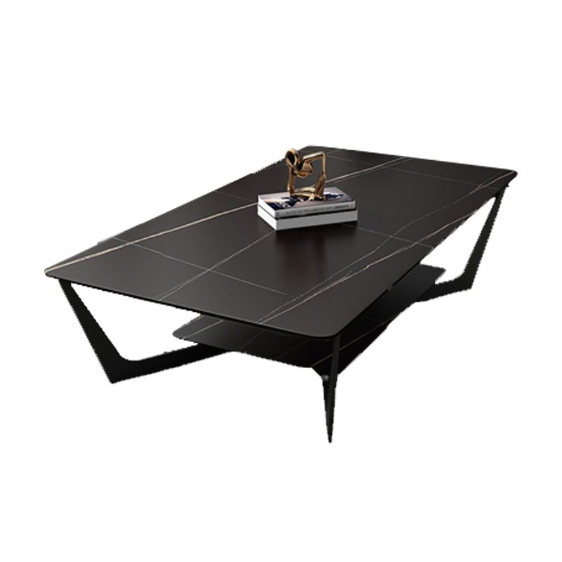 Glam Cross Legs Coffee Table Slate Rectangular Cocktail Table for Living Room