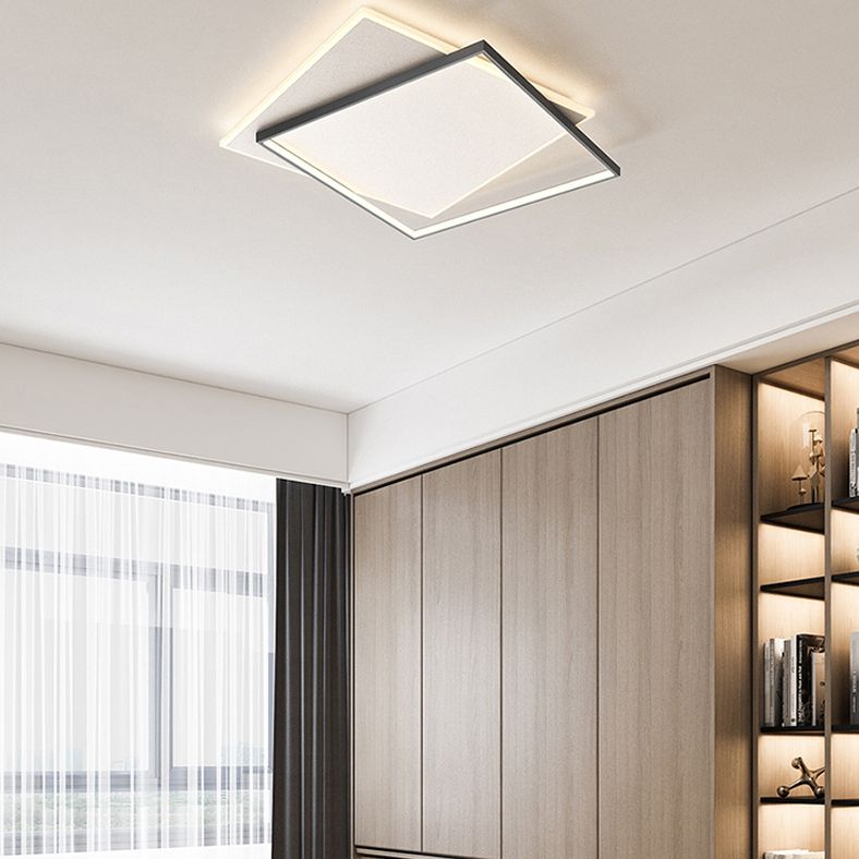 Moderne minimaliste métal encastré plafonnier carré superposé forme LED encastré éclairage de chambre à coucher