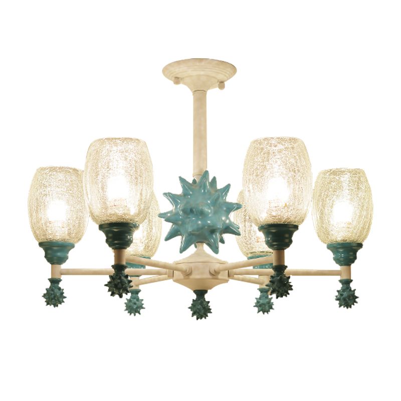 Ovaler Schatten Kronleuchter mit Seeigel Mediterraner Glas hängend Licht für Baby Schlafzimmer