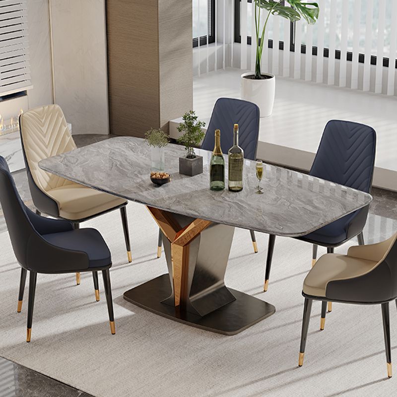 Rectangle Pedestal Dinner Room Kitchen Table Modern Dining Site Table