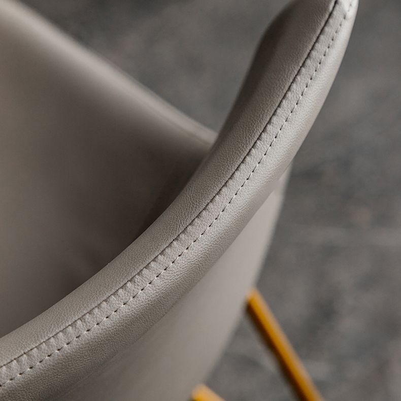 Scandinavian Design Solid Back Armless Dining Chairs Leather Dining Chairs