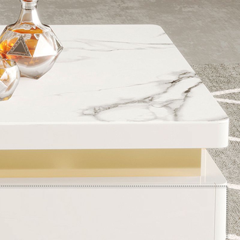 Slate Coffee or End Table with 4 Storage Drawers Contemporary