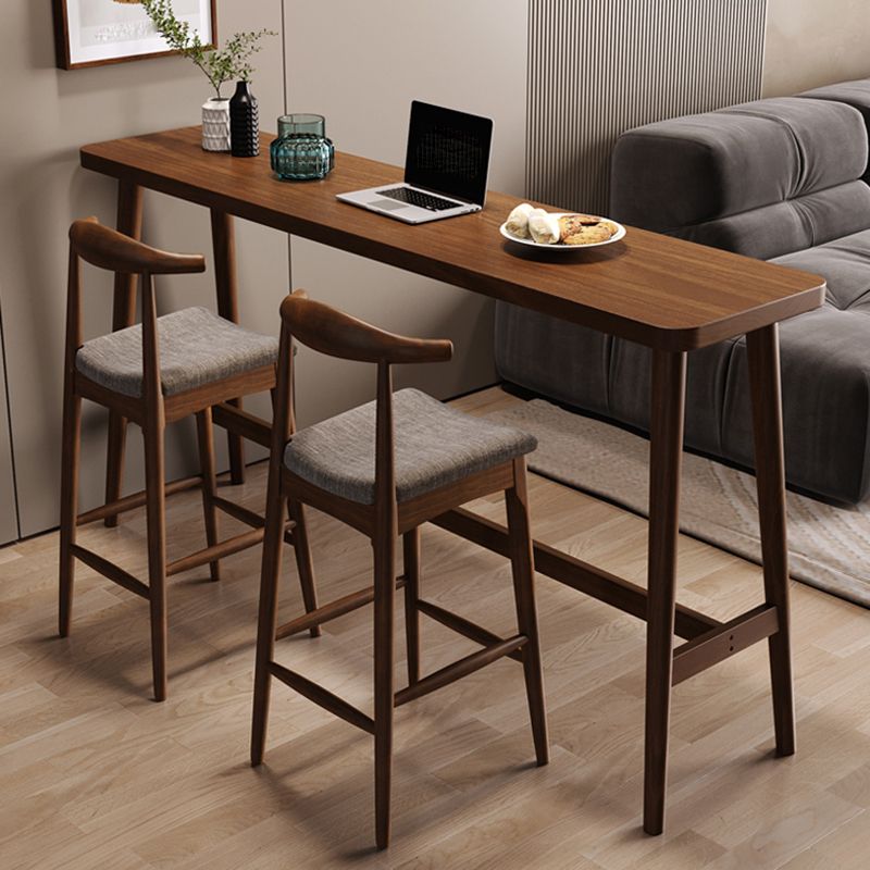 Contemporary Style Rectangle Solid Wood Bar Stool Table for Living Room