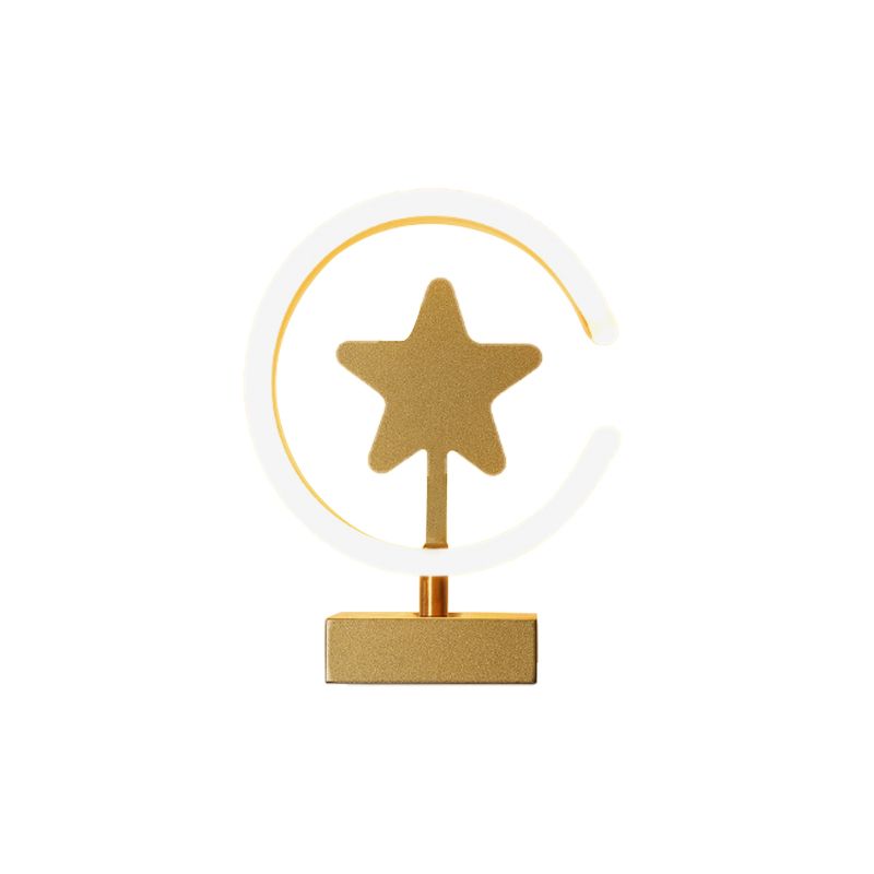 Wit/gouden cirkel spoelmontageswandwandeling met sterrenpatroon cartoon acryl LED -wandverlichting, warm/wit licht