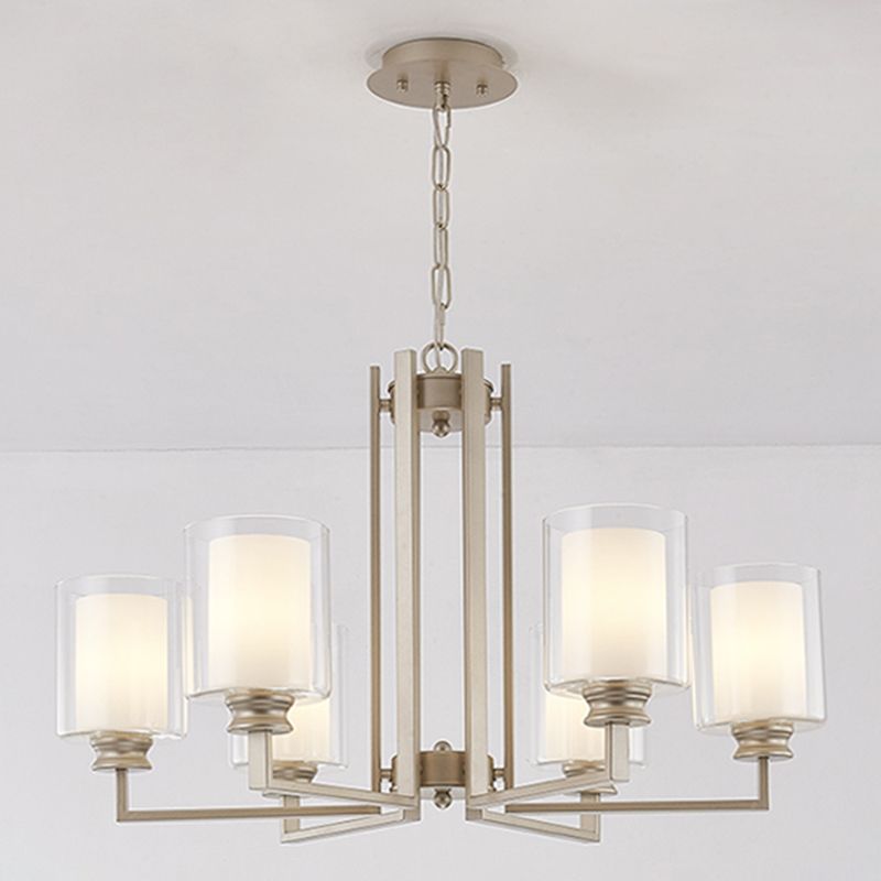 Cilinderglas kroonluchter verlichtingsarmaturen multi -lichten moderne stijl hanglamp in goud in goud