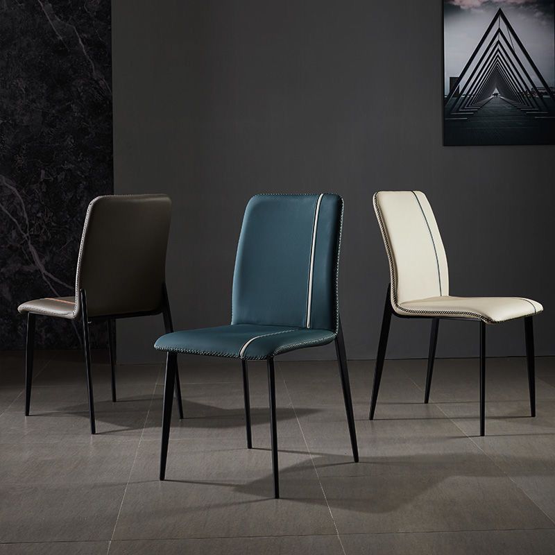 Ensemble de chaises scandinaves en métal, cuisine, salle à manger, chaise d'appoint à dossier solide (Ensemble de 4)