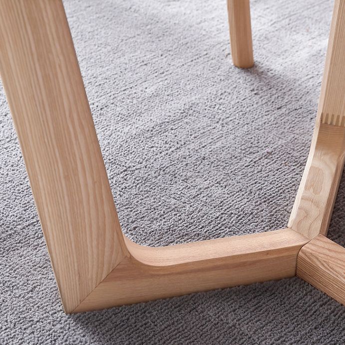 Solid Wood Base Dining Table Rectangle Dining Table with Trestle Base