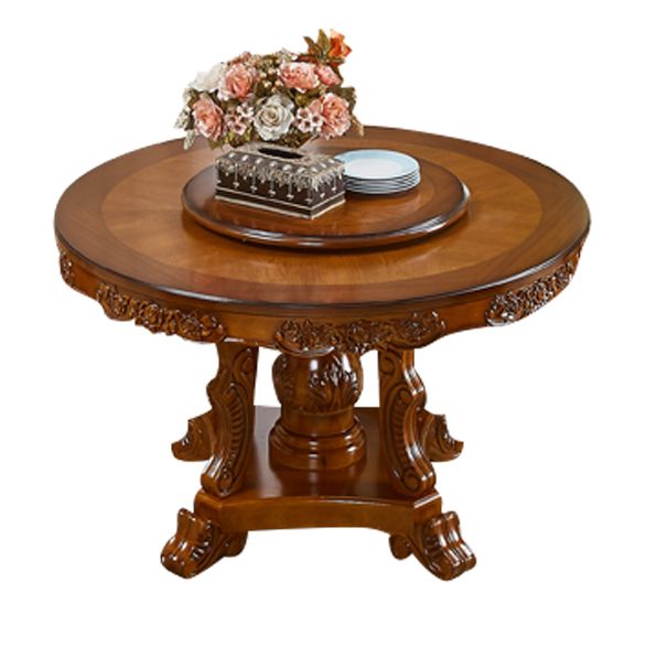 Solid Wood Victorian Round Dining Table Dining Table with Pedestal Base