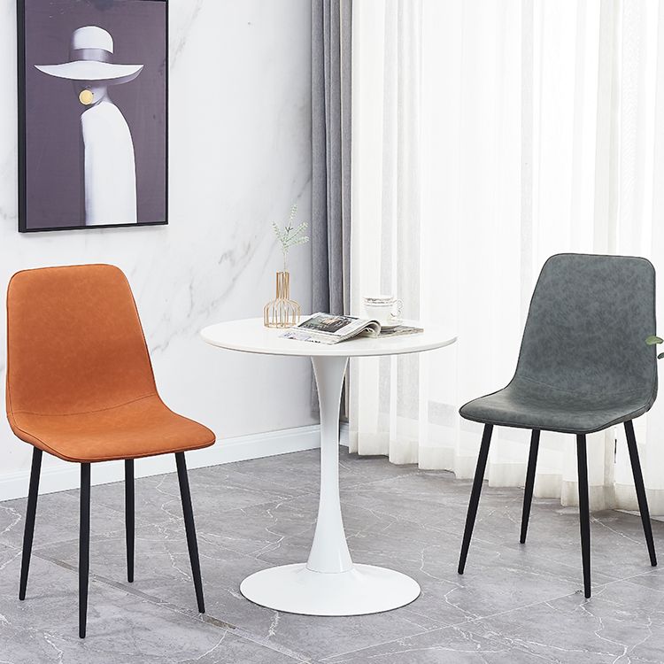 Chaises de salle à manger contemporaines en métal sans accoudoirs en cuir PU (Ensemble de 2)