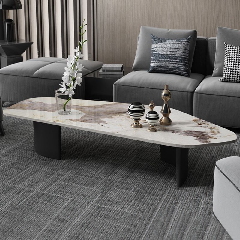 Glam Irregular Slate Top Cocktail Table Sled 15.7" H Coffee Table