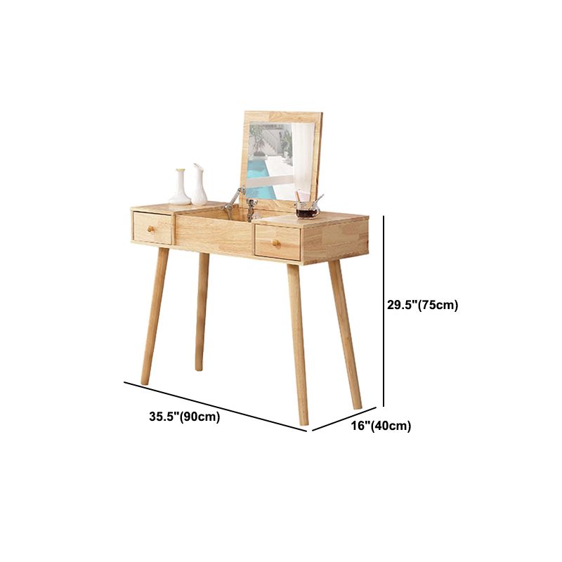 Brown Vanity Set with Mirror 15.74" Wide Wood Vanity Tables with Drawers