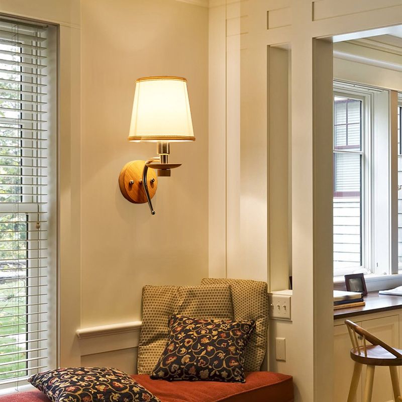 Modernist Wall Sconce Tapered Wall Light Fixture with Fabric Shade for Bedroom