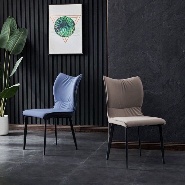 Chaises de salle à manger contemporaines en cuir PU, chaises latérales à dossier solide sans accoudoirs pour usage domestique