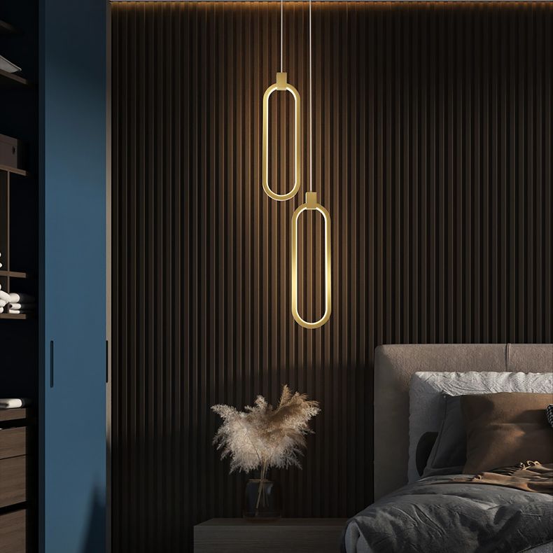 Camera da letto geometrica a sospensione a sospensione Luce in metallo LED minimalista Afferma del soffitto in oro