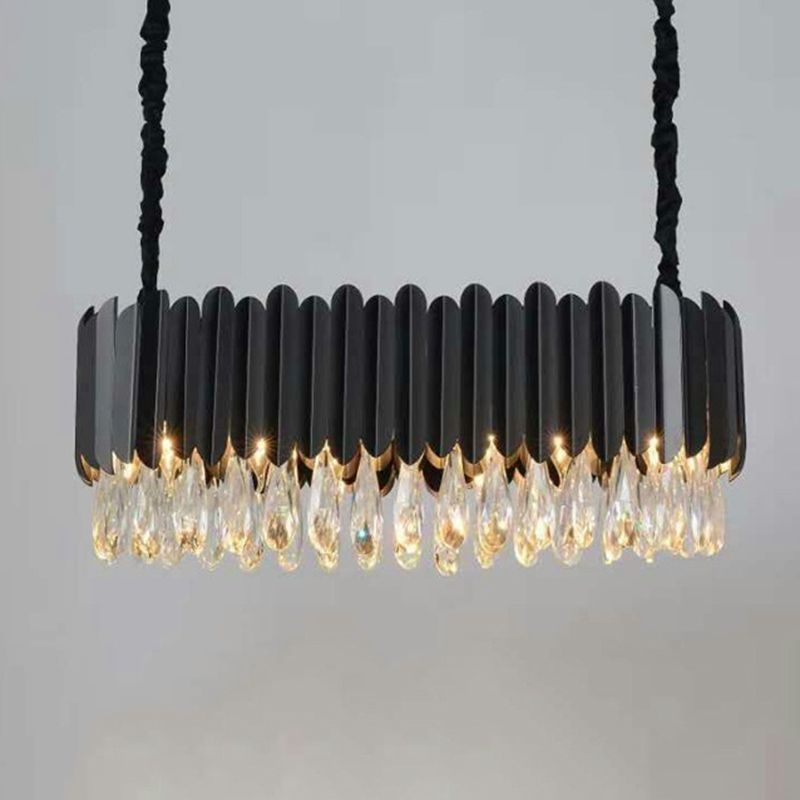 Luz de la sala de estar en forma de oval Cristal de cristal Simplicidad de goteo Luz colgante de la luz
