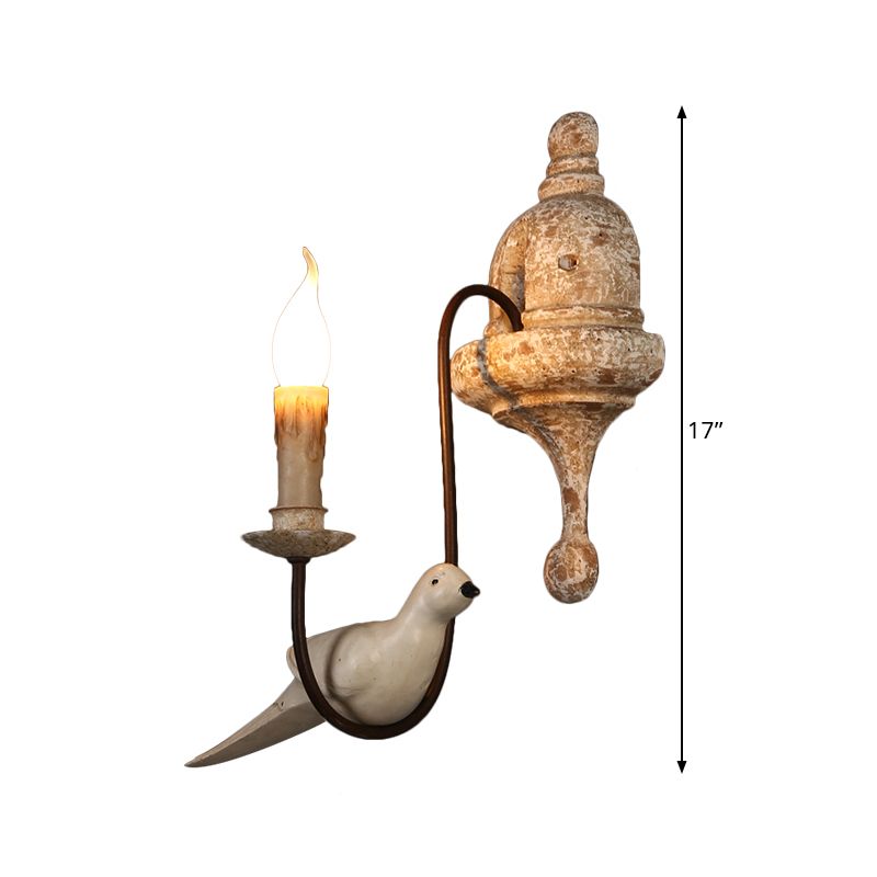 Candelabra indoor wandbevestiging verlichting platteland 1/2-licht bruine wandlamp armatuur met vogel deco