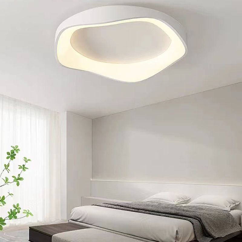 Single White Modernism Flush Mount Lighting Unique LED Ceiling Light for Bedroom