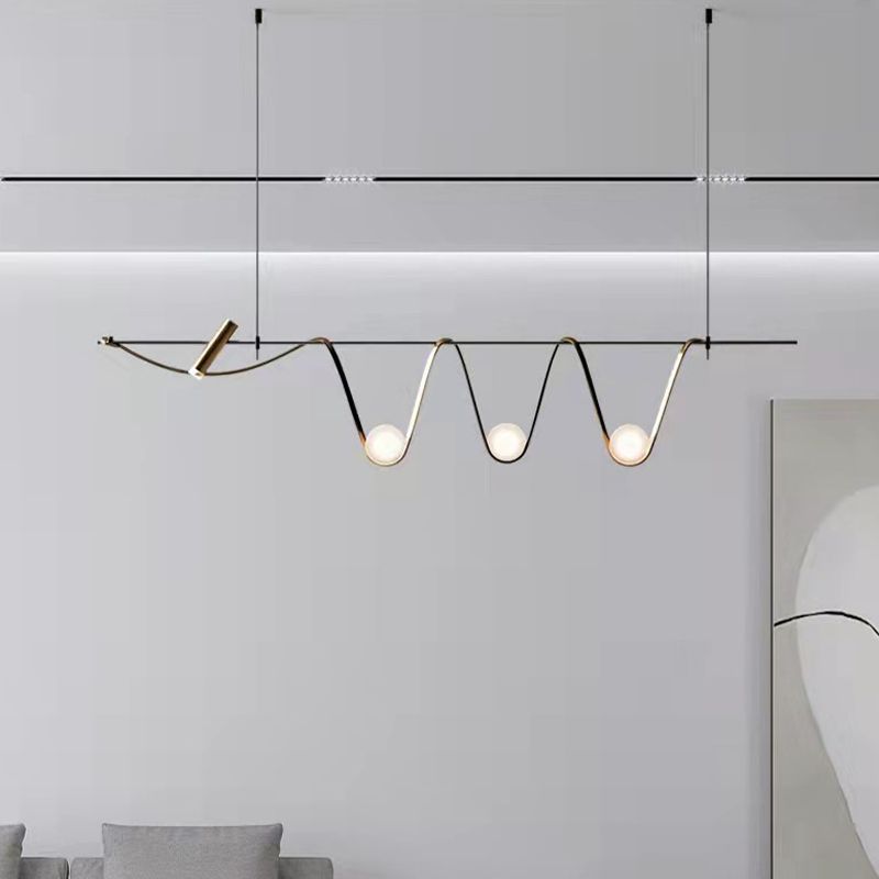Modern Style Wave Shape Island Pendants Metal Pendant Lights for Dining Room