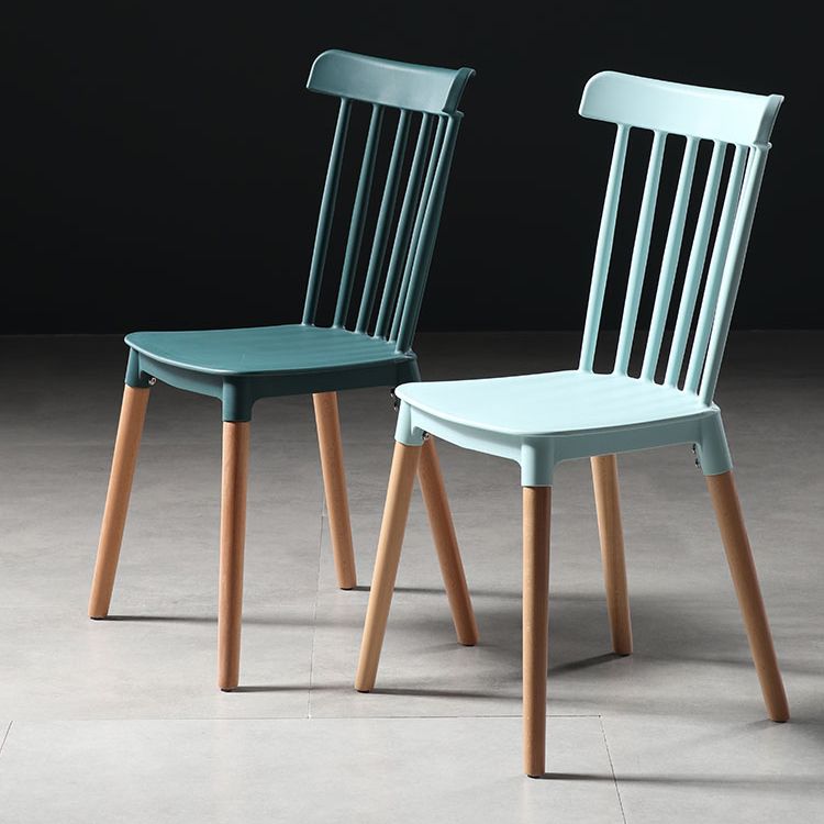 Silla con respaldo de listones de estilo moderno, sillas sin brazos con patas de madera para cocina