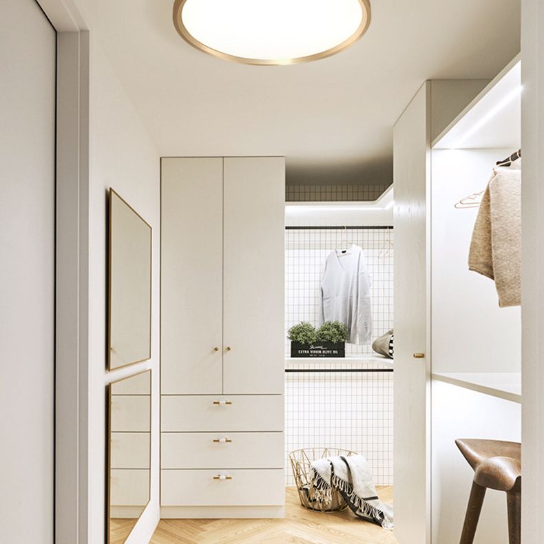 LED Bedroom Flush Ceiling Light Fixture Modern Gold Flush Ceiling Light with Circle Metal Shade