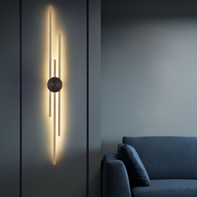 Contemporary Style Brass Wall Light Linear LED Wall Sconce for Bedroom
