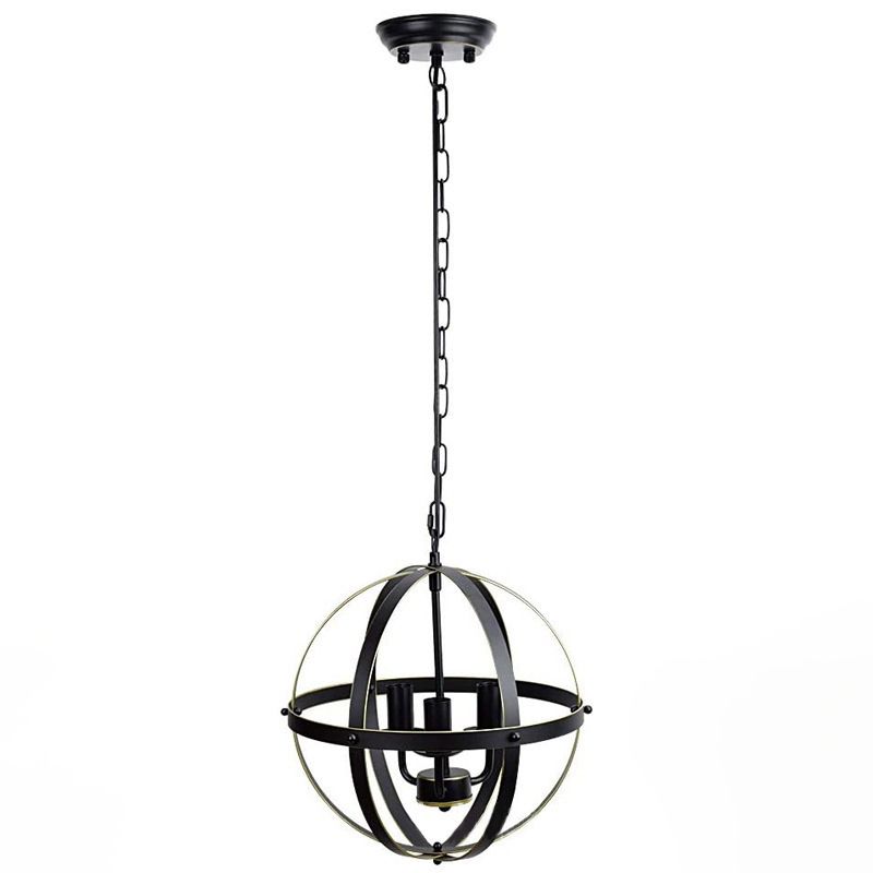 Iluminación colgante de metal de globo negro araña de comedor industrial lámpara colgante