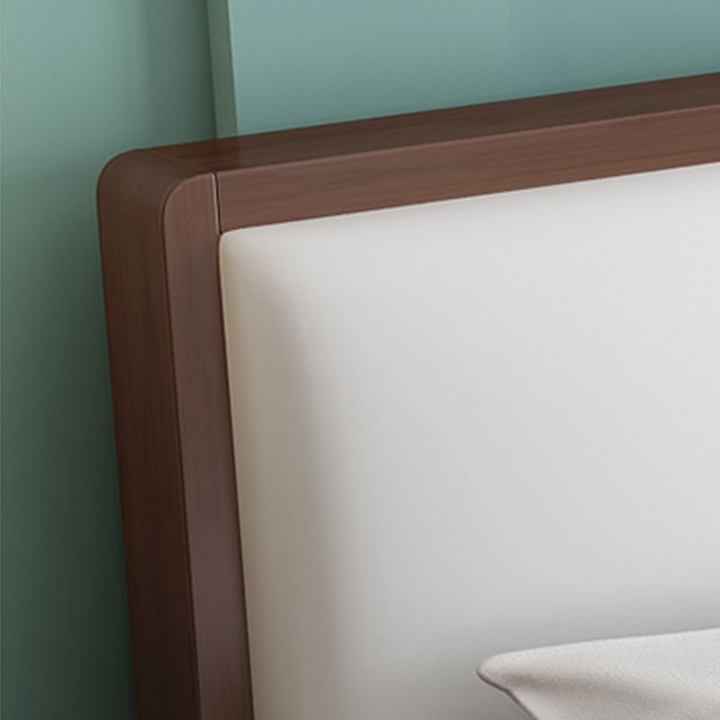 Wood and Upholstered Panel Bed Rubberwood Standard Bed Walnut and Natural