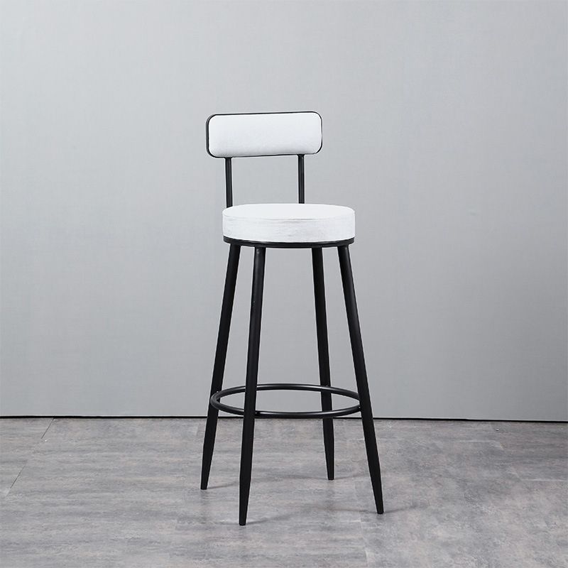 Industrial Metal Barstool Faux Leather Cushion Low Back Counter Stool with Legs for Home