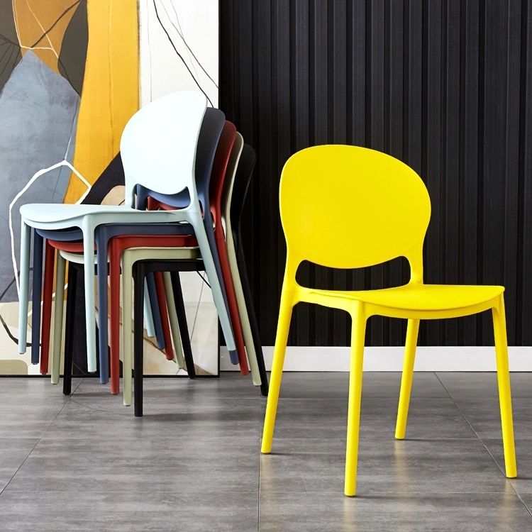 Plastic Open Back Dining Chair Indoor-Outdoor Stackable Side Chair