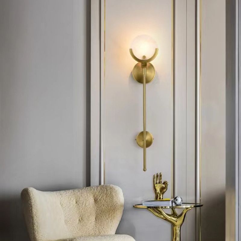 Single Golden Modernism Wall Mounted Sconce Shaded Wall Light for Dining Room