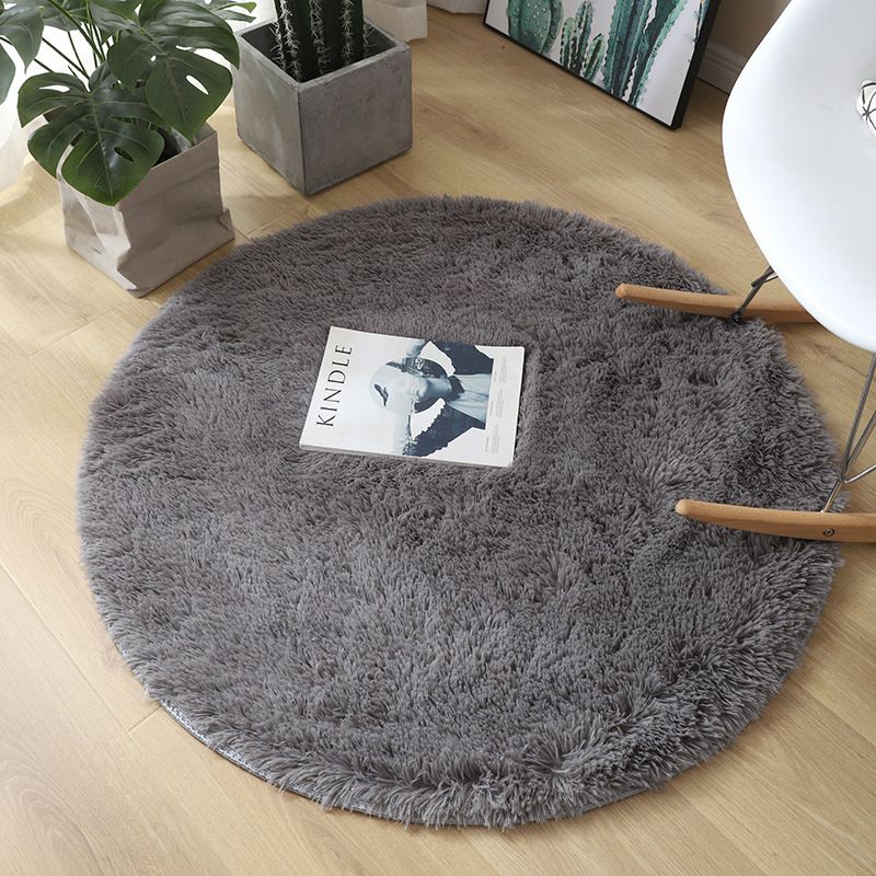 Round Plain Shag Trug Polyester Modern tapijt Non-slip achterbreien binnen tapijt voor woonkamer
