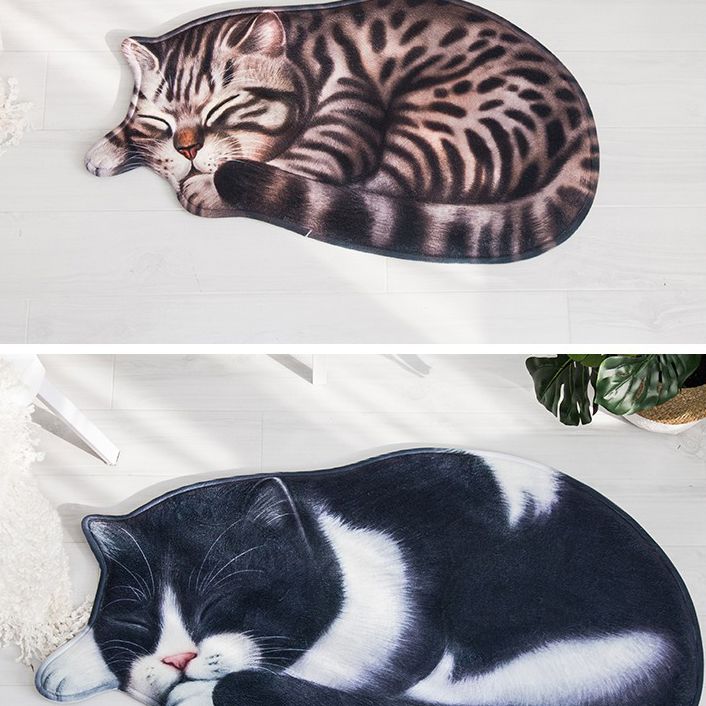 Novelty Color Mixed Cats Print Rug Polyester Comfort Carpet Non-Slip Backing Indoor Rug for Living Room