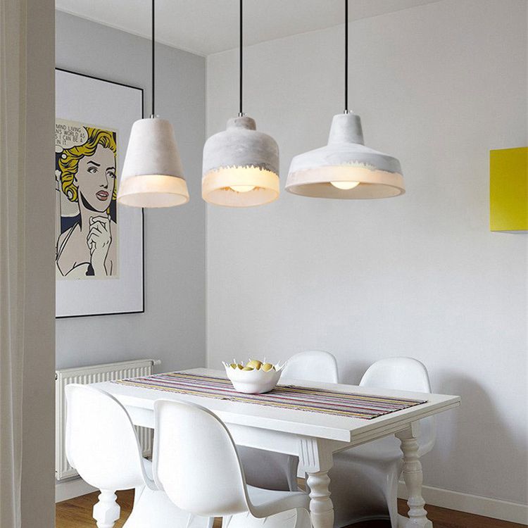 1-leichte graue Schatten-Anhängerlampe moderne minimalistische Zementlampe für Wohnzimmer
