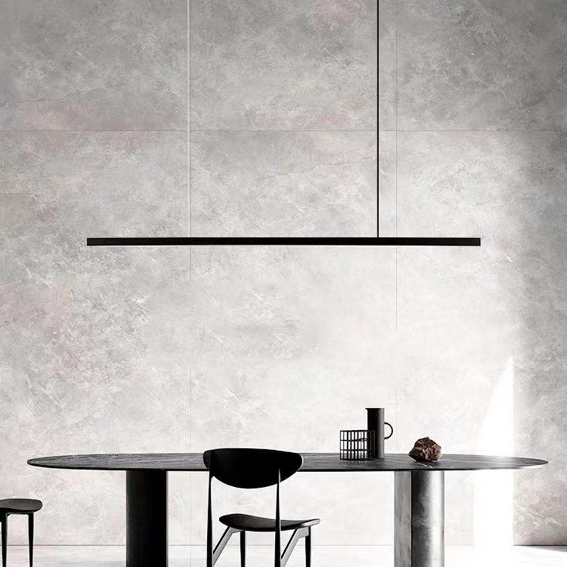 Linear Island Pendant Contemporary Metal Single Light Pendant Lighting Fixture in Black