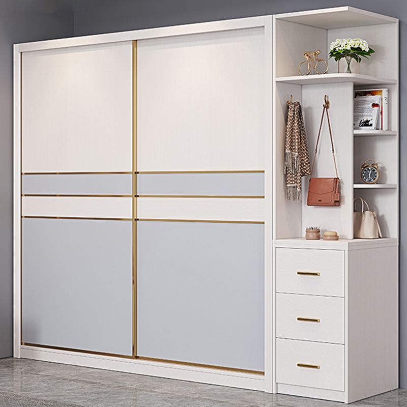 Bedroom Sliding Doors Armoire Coastal Wooden Storage Cabinet