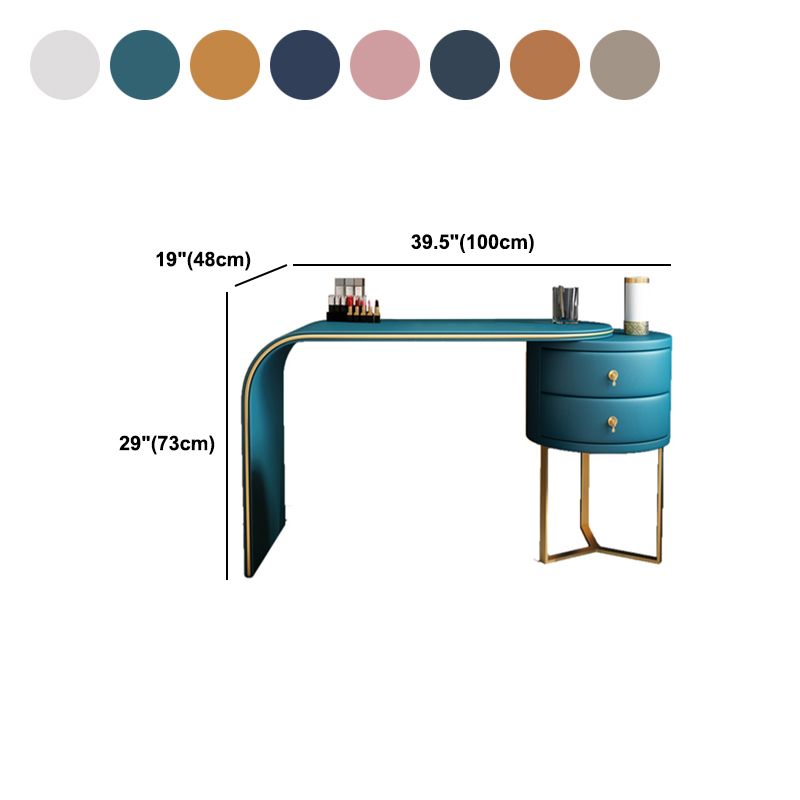 Genuine Leather Makeup Dressing Table with Mirror and Stool Set