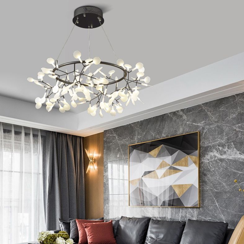 Rose Gold Sputnik Pendant Light in Modern Creative Style Stainless-Steel Firefly Ceiling Light with Acrylic Shade