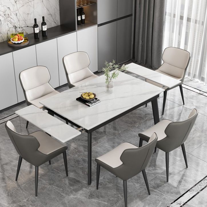 Contemporary 1/4/5/7 Pieces Dining Chairs Set Stone Rectangle Furniture in White