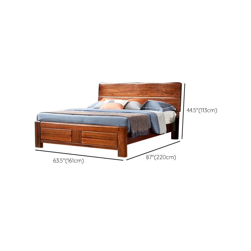 Traditional Solid Wood Standard Bed Solid Color Bed with Headboard