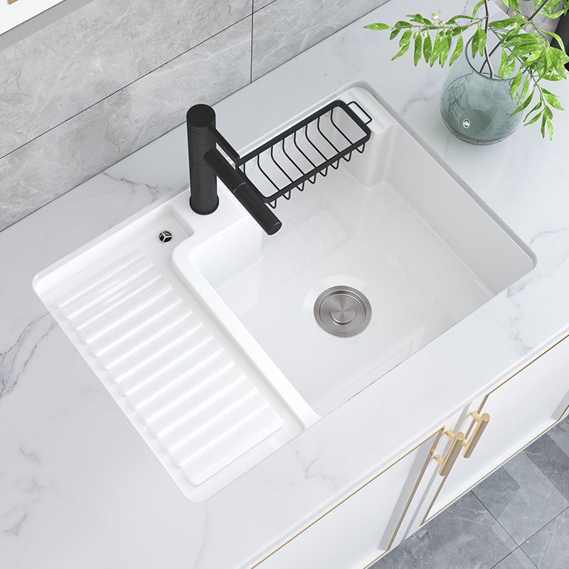 Modern Bathroom Sink Porcelain Rectangular Undermount Bathroom Sink with Pop-Up Drain