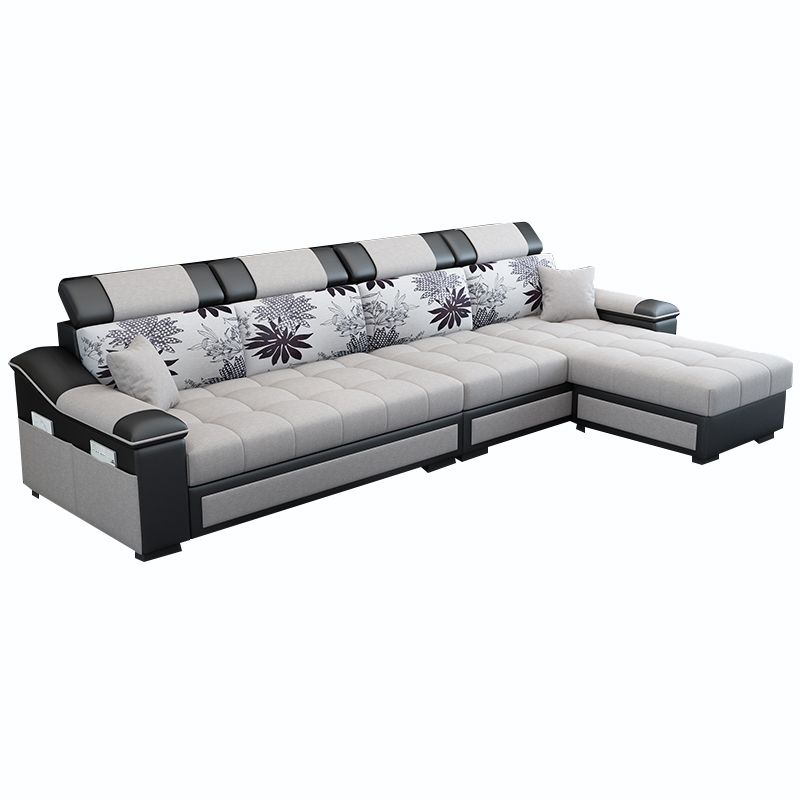 106.3"D x 57"W x 35.43"H Sloped Arm Sectionals, Modern High Back Sofa with Storage