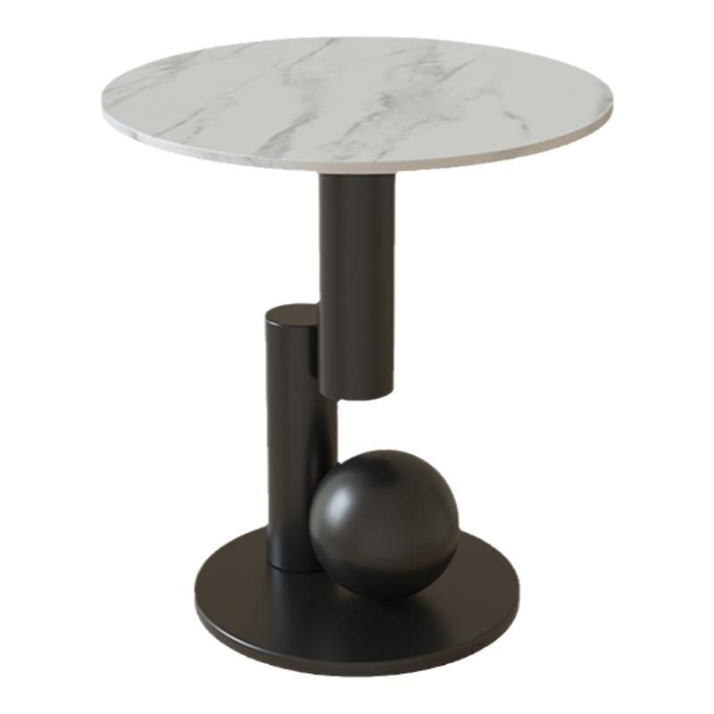 Mid-Century Modern Round Scratch-Resistant Accent Side Table Iron Pedestal End Table
