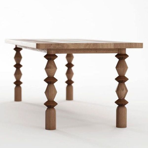 Rectangle Solid Wood Two-Color Dining Table Simplicity 4 Legs Table for Dining Room