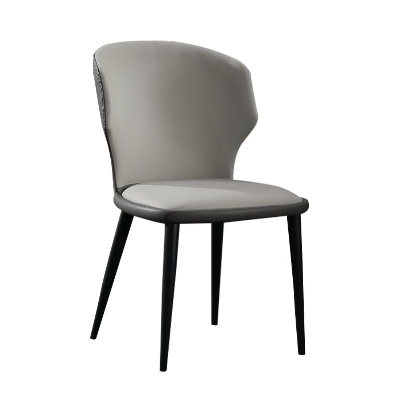 Modern Restaurant Leather Side Chair Matte Finish Wingback Dining Chair