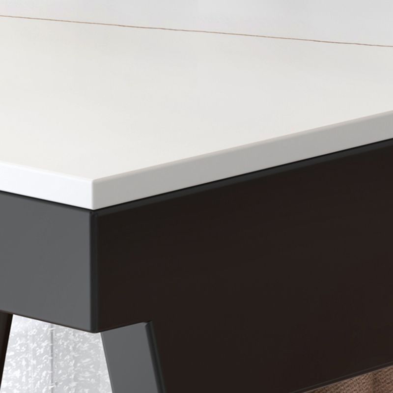 Industrial Bistro Table with Storage White Stone Top Bar Table for Home