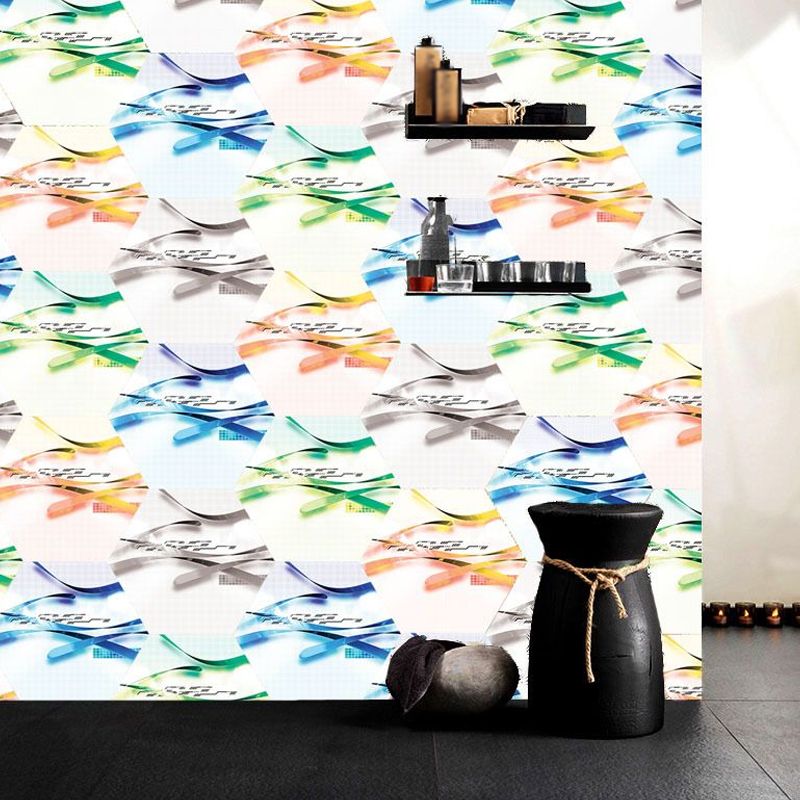 Yellow-Blue Abstract Wallpaper Panels Removable Modernist Living Room Wall Covering