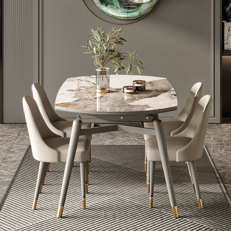 Mesa de comedor de lujo tradicional piedra sinterizada 4 patas mesa de comedor con base de madera