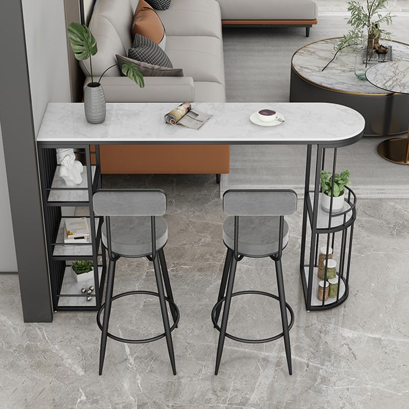Contemporary Bar Dining Table Indoor Bar Height Pub Table with Shelves