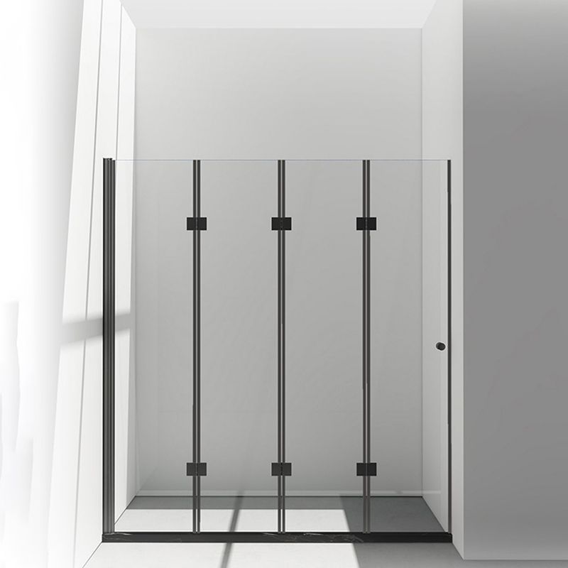 Black Folding Tempered Glass Shower Enclosure Transparent Shower Kit